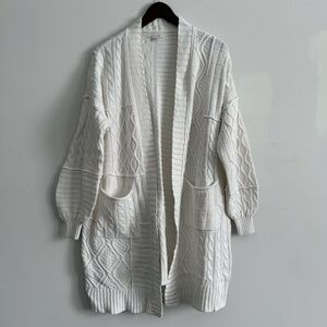 American Eagle Cozy White Cable Knit Cardigan
